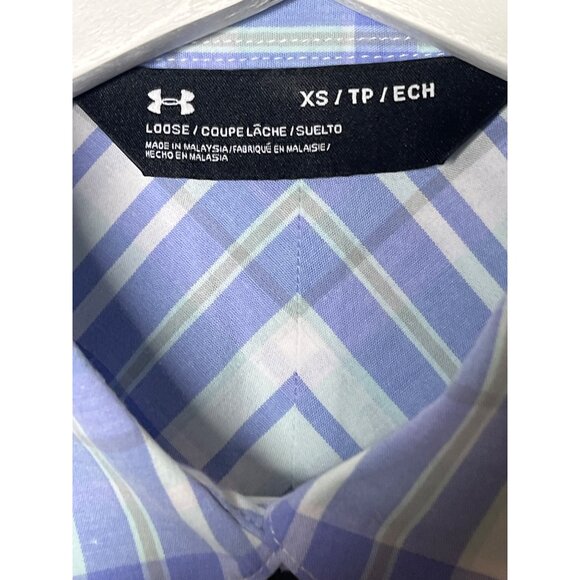 Under Armour Blue Plaid Button Down Shirt Women’s XS - Picture 7 of 12